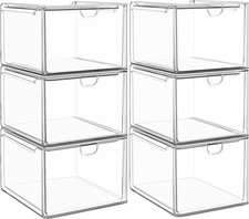 6-Pack Stackable Acrylic Storage Drawers Small Smooth-glide drawers stackable