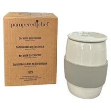 Pampered Chef Ceramic Egg Cooker NEW IN BOX- Ceramic White