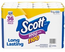 Scott 1100 1-Ply Toilet Paper 1100 Sheets/Roll, 36 Rolls 