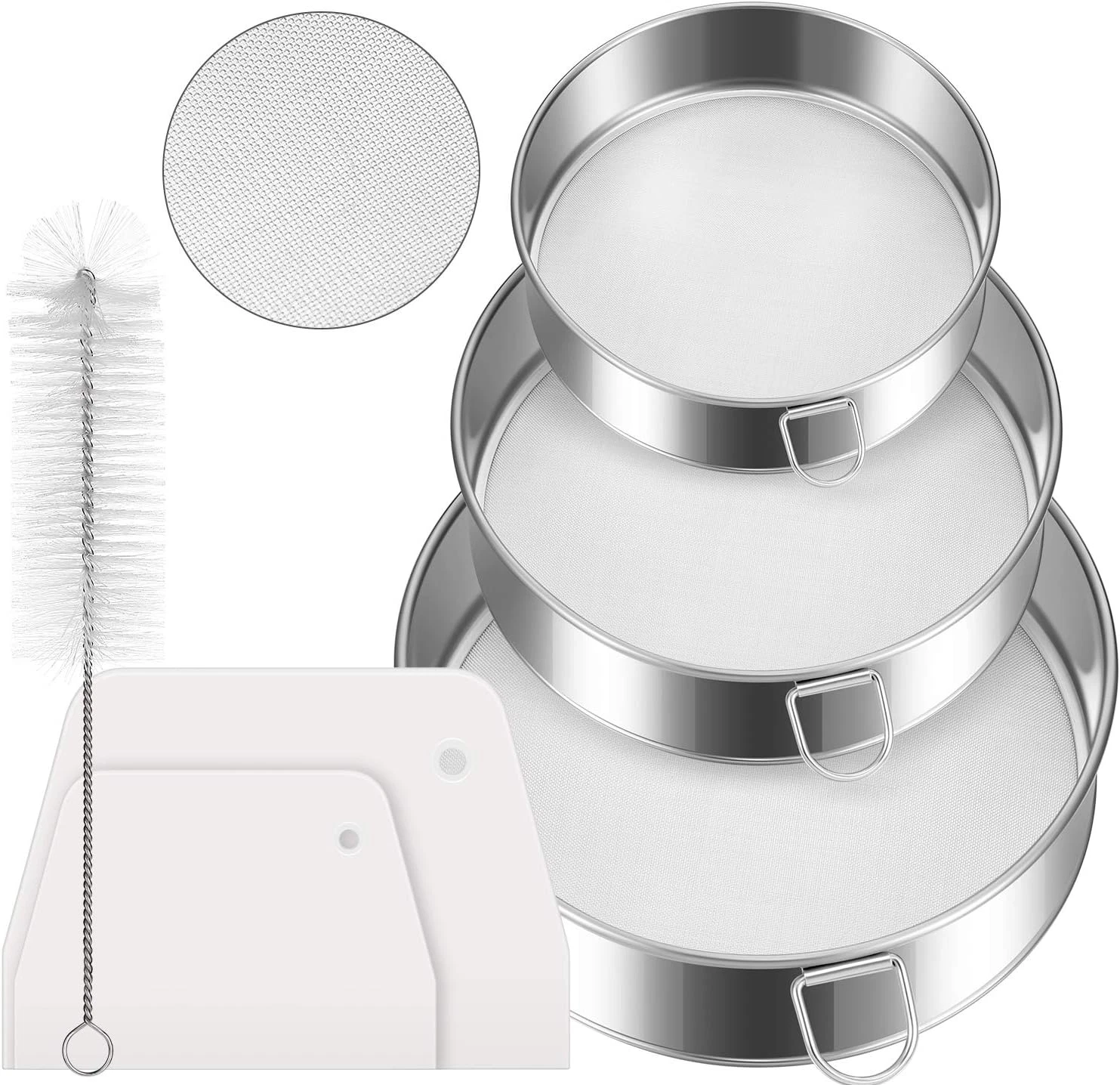 6 Pieces Tamis Flour Sieve Set 6/8/10 Inch Flour Sieve 60 Mesh Stainless Steel r