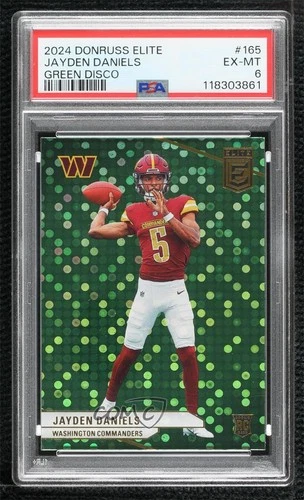 2024 Panini Donruss Elite Rookies Green Disco Jayden Daniels PSA 6 Rookie RC