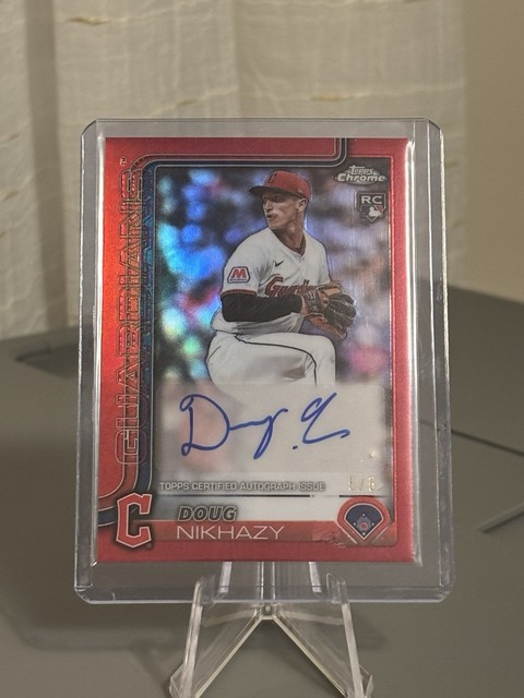 2025 Topps Chrome Update AC-DN Doug Nikhazy Rookie Auto RED REFRACTOR  5/5