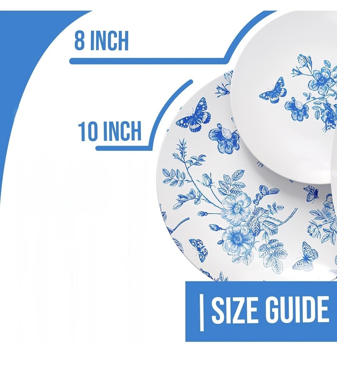 Trendables Blue Floral Disposable Plates 40-Pcs Set - Wedding/Party Dinnerware
