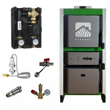 Caldaia a legna 22 - 49 kW con kit di collegamento caldaia a legna, caldaia