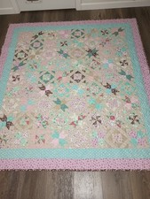 Handmade Patchwork Quilt Multicolor Floral Country 60x66 Cotton Fill