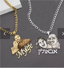 Custom Picture Nameplate Pendant Custom Photo Necklace Engraved Portrait 50 cm