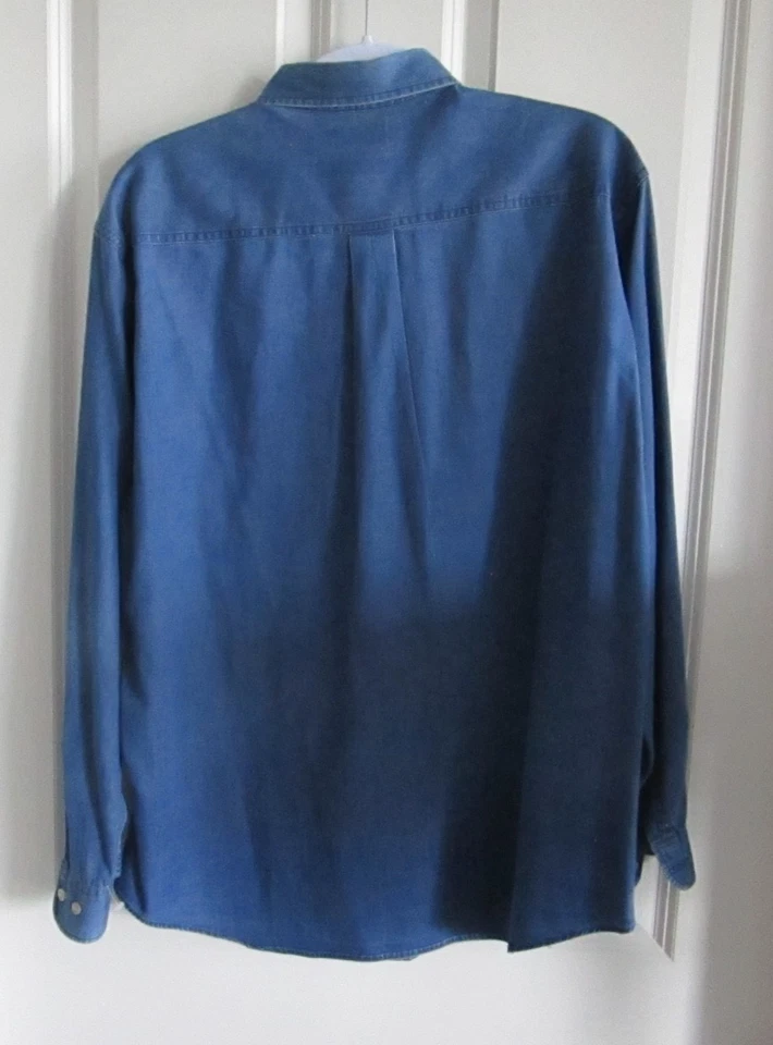 Camisa Dockers Para Hombre Mediana Azul Denim Manga Larga Abotonada Clásica Foto 2 de 4