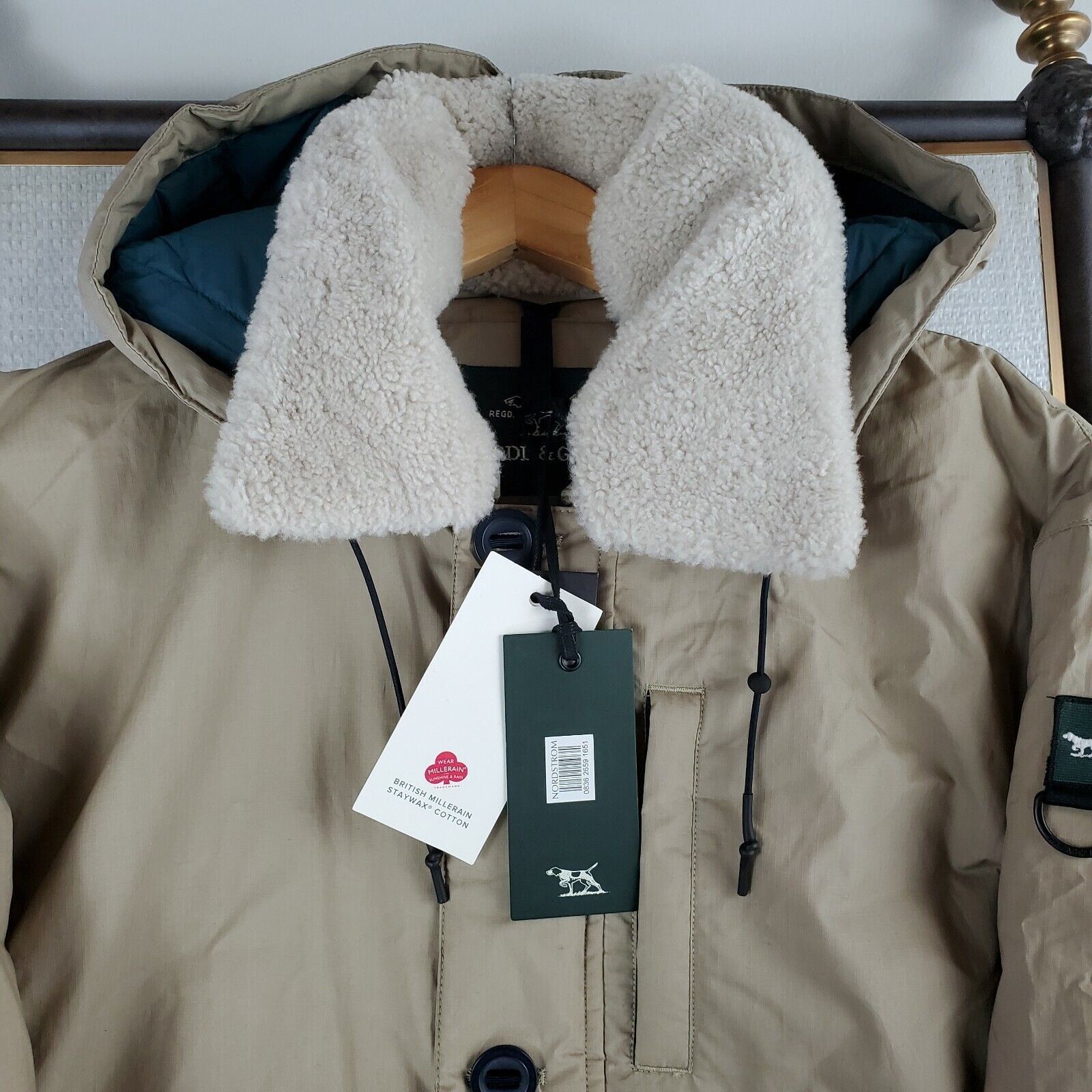 RODD & GUNN NEW $698 Size 2XL Mens Goose Down Waxed Shearling Hooded Jacket Coat image 2