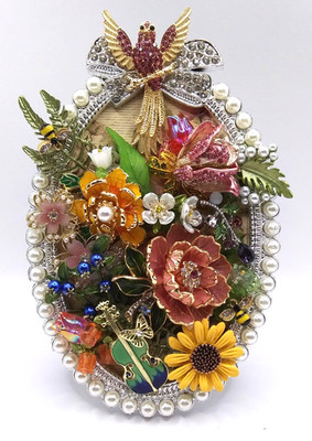 JEWELRY ART- Beautiful Rhinestone, Enamel, Faux Pearl Florals