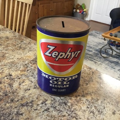 Vintage Zephyr Motor Oil 1 Quart Can Naph-Sol Refining Co. Muskegon, MI  Empty