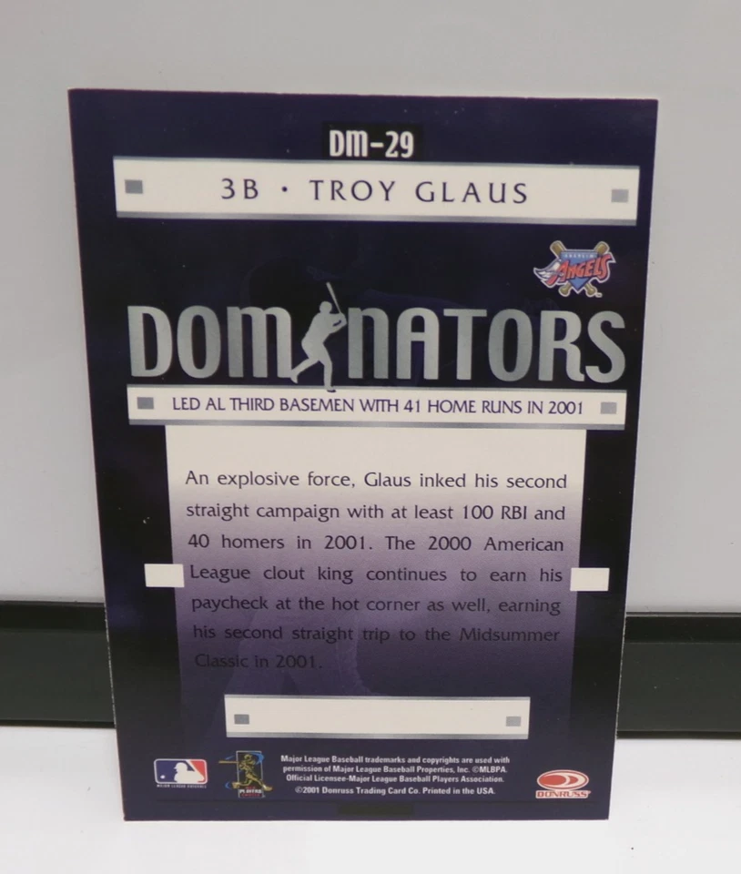 2001 Donruss Class of Dominators #DM-29 Troy Glaus Angels~NM+ - Image 2 of 2