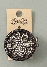 Vintage Metal Ring With Flip Top Storage 