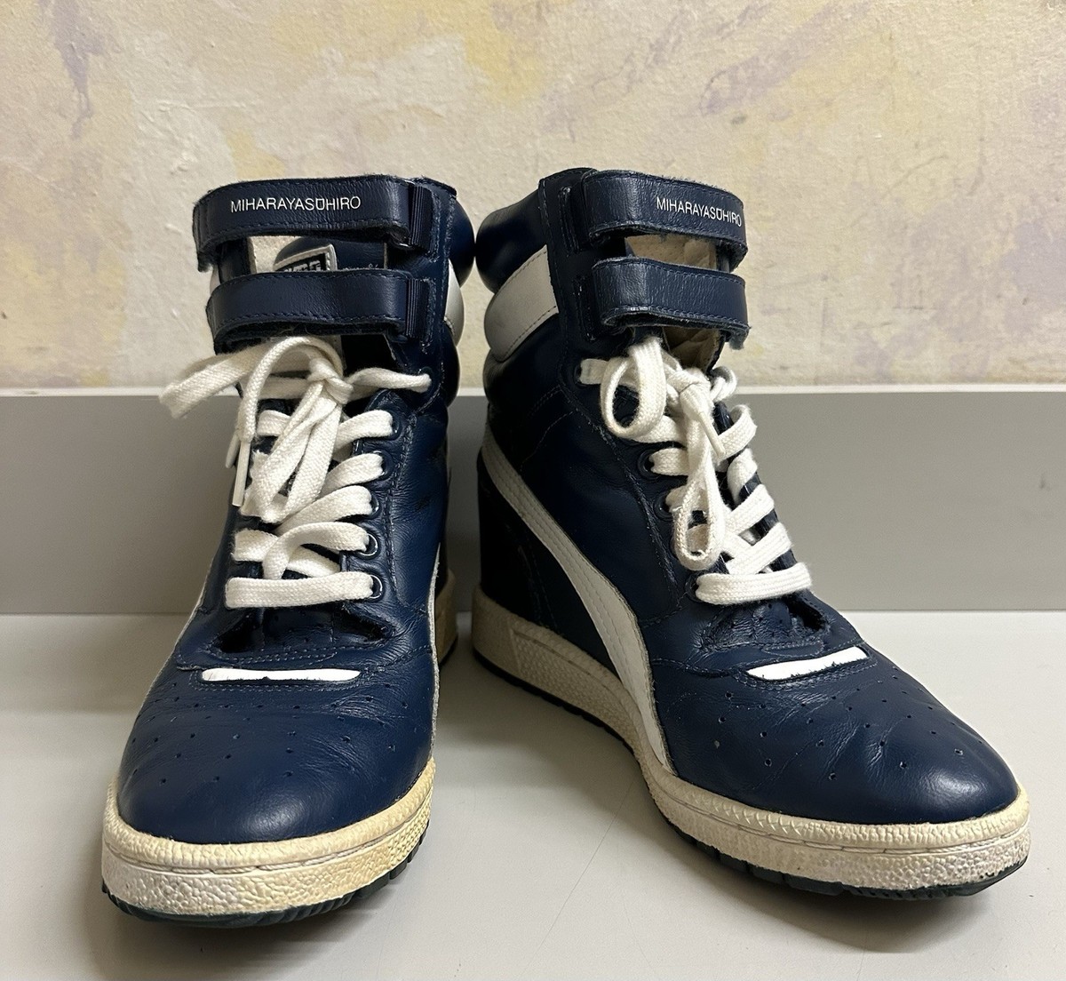 Puma Mihara Yasuhiro High Top Leather Sneaker Wedge Blue and White