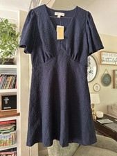 Michael Kors Women's Medium Short Sleeve Navy Blue Knee Length Dress NWT