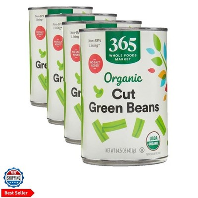 Organic Cut Green Beans, No Salt Added, 14.5 Ounce Pack of 4