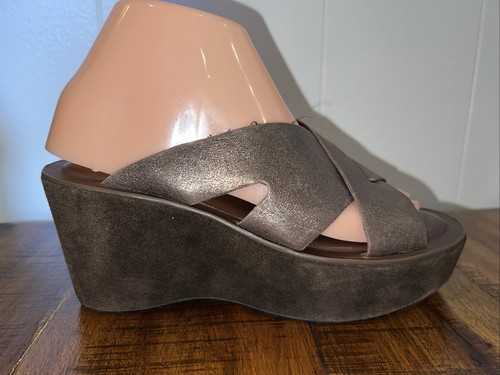 Sandali donna Kork-Ease taglia 7 M/W comodi in pelle con zeppa marrone metallizzato K0084 - Foto 8 di 13