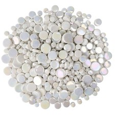 Small round Iridescent White Mosaic Tiles for Crafts, 300G/150 Pieces Iridescent