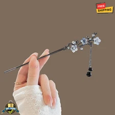 1 pc Women’s Tassel Hair Stick Black Beads Fringe Hanfu Hairpin