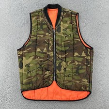Vintage Reversible Mens Medium Orange And Camouflage Zip Up Hunting Vest 80s