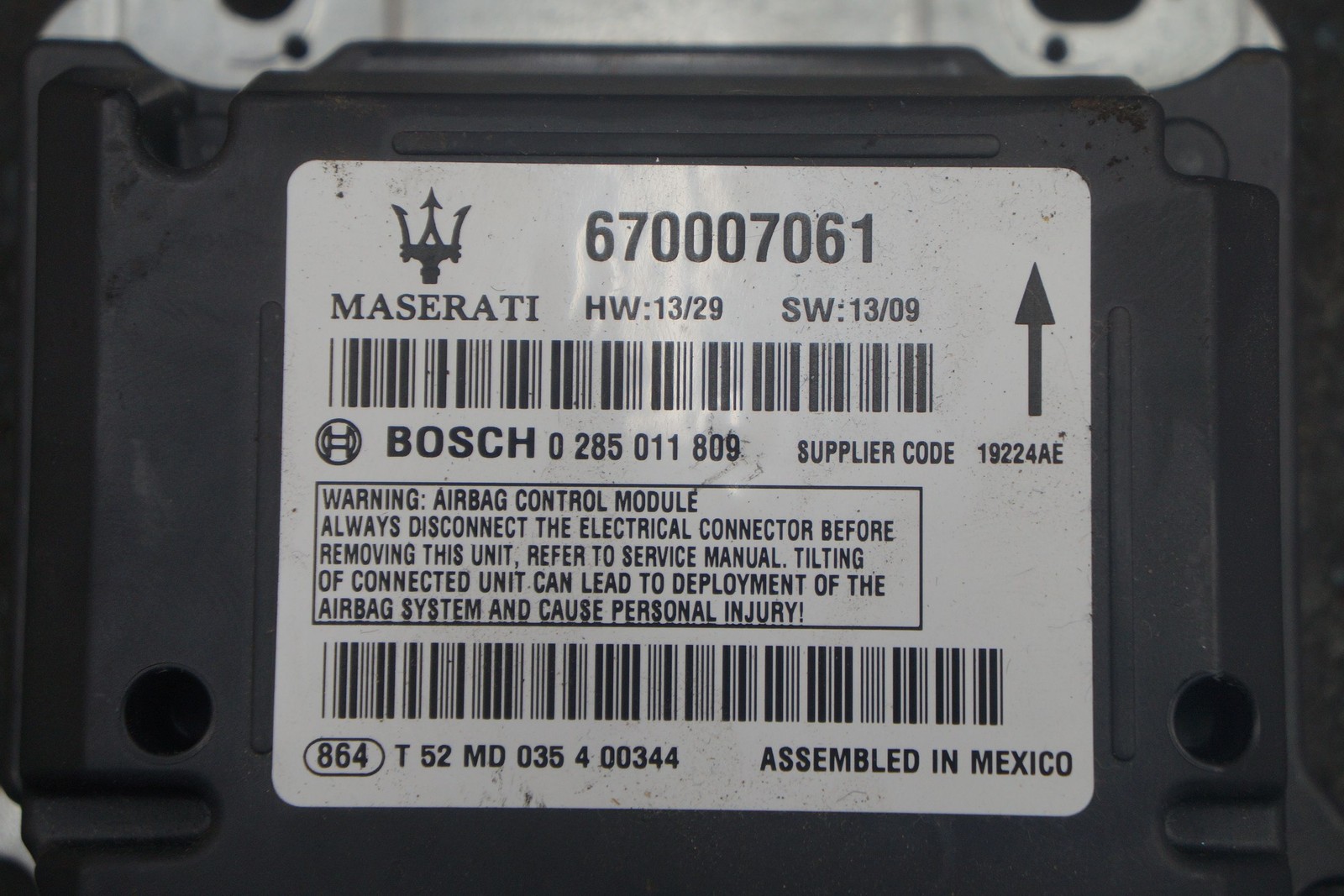 Maserati Ghibli 2014 Airbag P/N 670007061