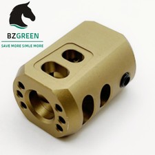 Top Flat 1/2 28 Thread Muzzle Brake Anodized For 9mm Glock Tan Color