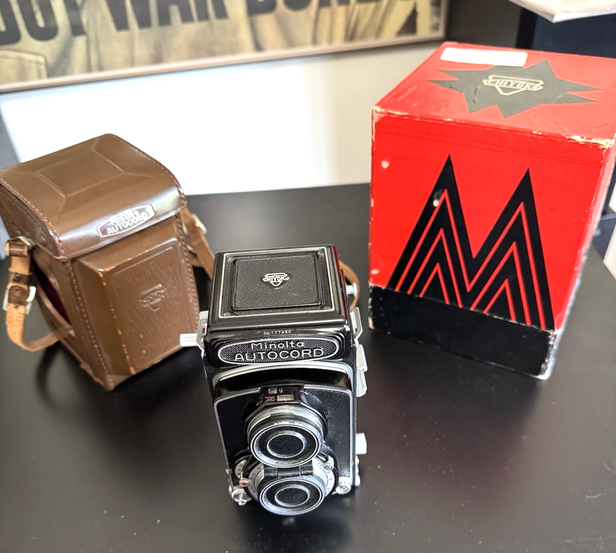 【良品】Minolta AUTOCORD 75mm 3.5 MINOLTA AUTOCORD TLR Film Camera + Rokkor 75mm f3.5 + Case + Box