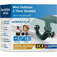 ANHÄNGERKUPPLUNG für Mini Clubman ab 15 abnehmbar WESTFALIA +7pol E-Satz ABE