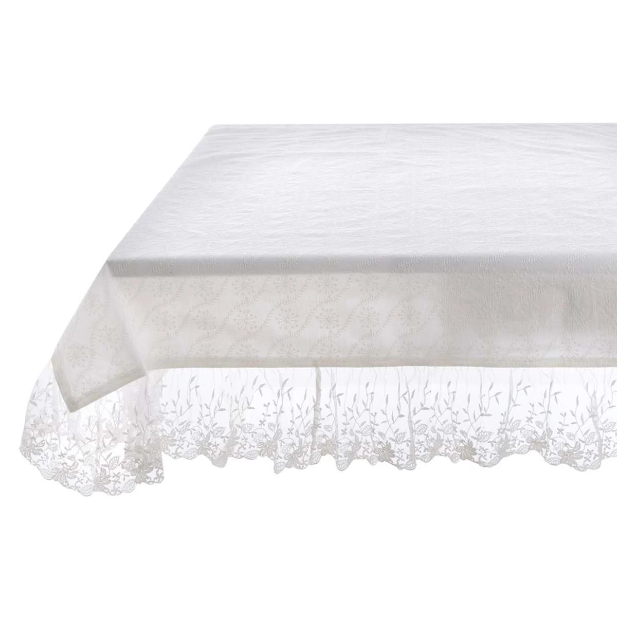 TOVAGLIA Cotone bianco quadrata con gala balza 140x140 tavola Blanc Mariclò