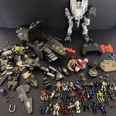 Lot Huge Halo Mega Bloks Construx Vehicles, Promethean Soldiers , Weapons...