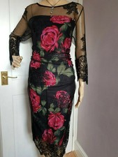 PHASE EIGHT Anastasia Rose Ruched Floral Lace Wiggle Evening Party Dress Sz 16
