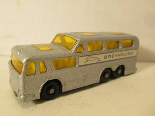 Vintage 1967 Lesney Matchbox No. 66 Greyhound Bus Coach Black Wheels