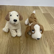 2x Ty Beanie Babies Rufus + Tracker the Basset Hound Dog 1998 Retired Edition