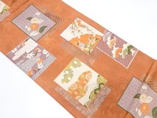 7340972: JAPANESE KIMONO JAPANESE FUKURO OBI / WOVEN FLORAL PLANTS