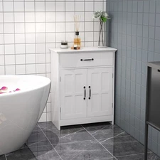 Modern Bathroom Cabinet, Bathroom Floor Cabinet with Doors, White