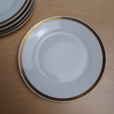 Set Of 6 6.5'' Vintage Field China Plates Made In Japan Gold Braided Rim
