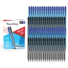 Bulk Pack 72 Count Ballpoint Pens, Medium Point 1.0mm, Black Blue Ink - School