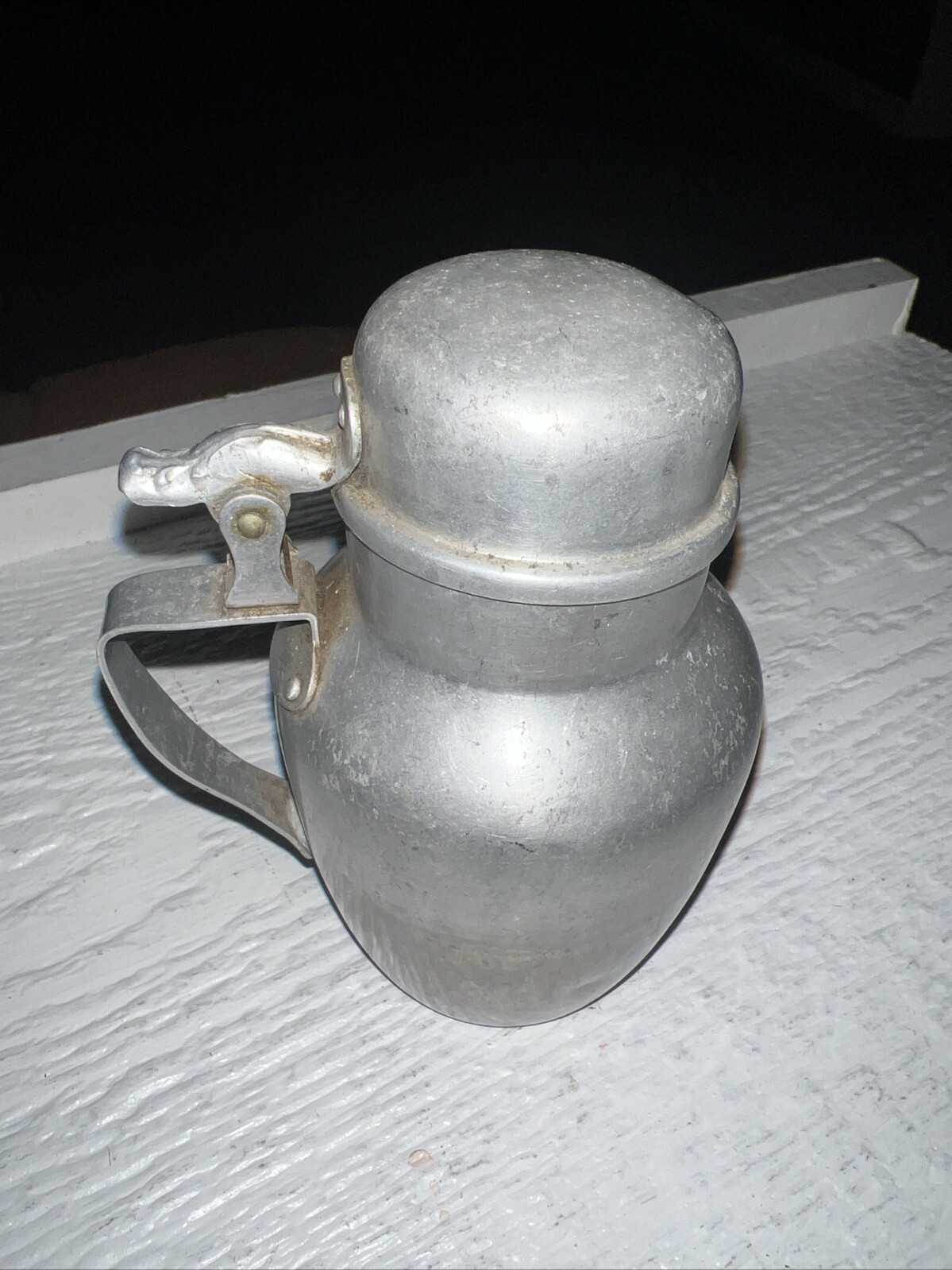 Vintage  Syrup Dispenser Kitchen Aluminum Hinged Lid