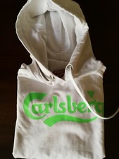 Carlsberg Felpa Cappuccio Bianca Verde Fluorescente S/XS
