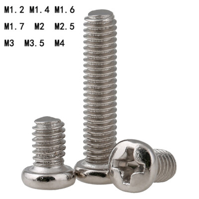 M1.2 M1.4 To M4 Phillips Pan Head Machine Screws DIN 7985 A2 Stainless Steel 