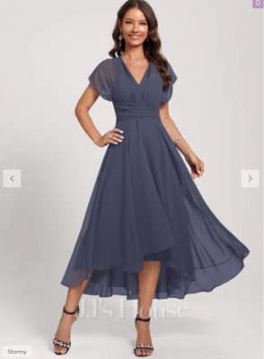 JJ's House A-Line Halter One shoulder V-Neck Chiffon Cocktail Dress  (Stormy, 14) | eBay UK