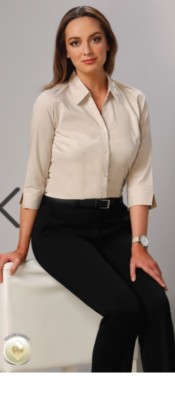 Benchmark Ladies' Teflon 3/4 Sleeve Shirt Stain Released Wrinkle Resistance Exec
