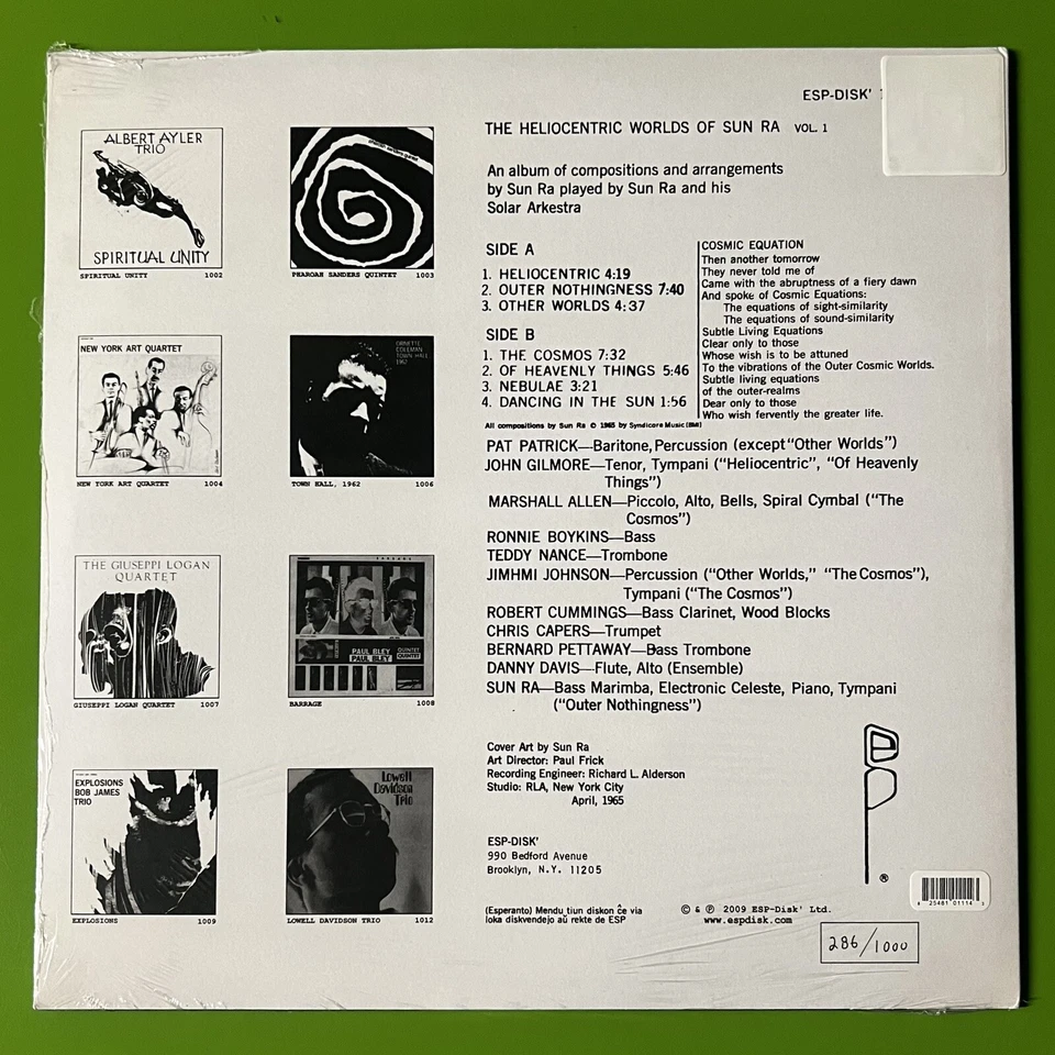Sun Ra – The Heliocentric Worlds Of LP Vinyl Sealed Numbered Free Jazz ESP Disk - Image 2 of 2