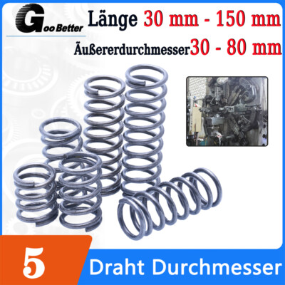 Druckfeder 5 mm Drahtdurchmesser Federstahl Feder Spiralfeder Rückstellfedern