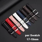 Leather Watch Strap for Swatch IRONY YCS YAS YGS Series 17mm 19mm Red Blue