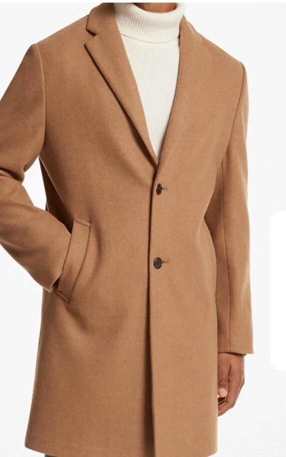 NUOVO Michael Kors Kensington cappotto cammello tessuto medio