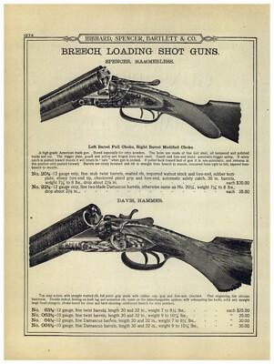 1899 PAPER AD Spencer Hammerless Breech Loading Shot Gun Shotgun Davis 