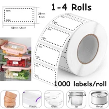 2"x1" Food Date Freezer Storage Labels Container Removable Stickers 1000/Roll