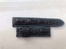 Size 20/18 Black Genuine Croc Leather Skin Watch Strap Band, Wristband
