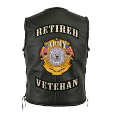 Retired Veteran Rocker Army Patches 12" Large Embroidered Military Vet Patch
