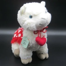 Love Llama White Plush Hallmark 11" Red Heart Blanket Collar Plastic Eyes